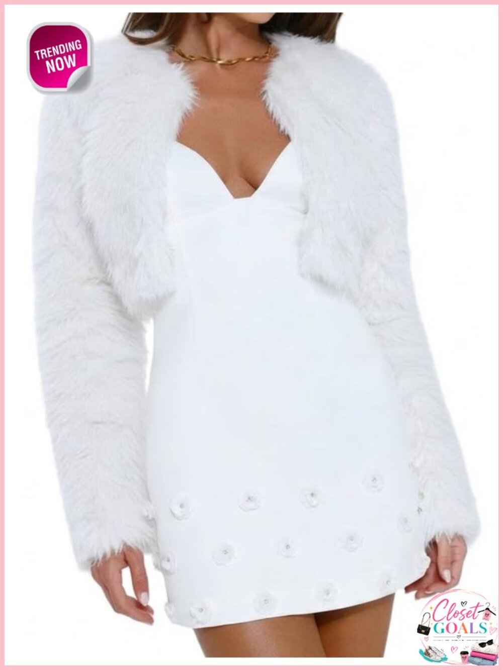 Faux Fur Cropped Open Front Bolero Shrug Jacket